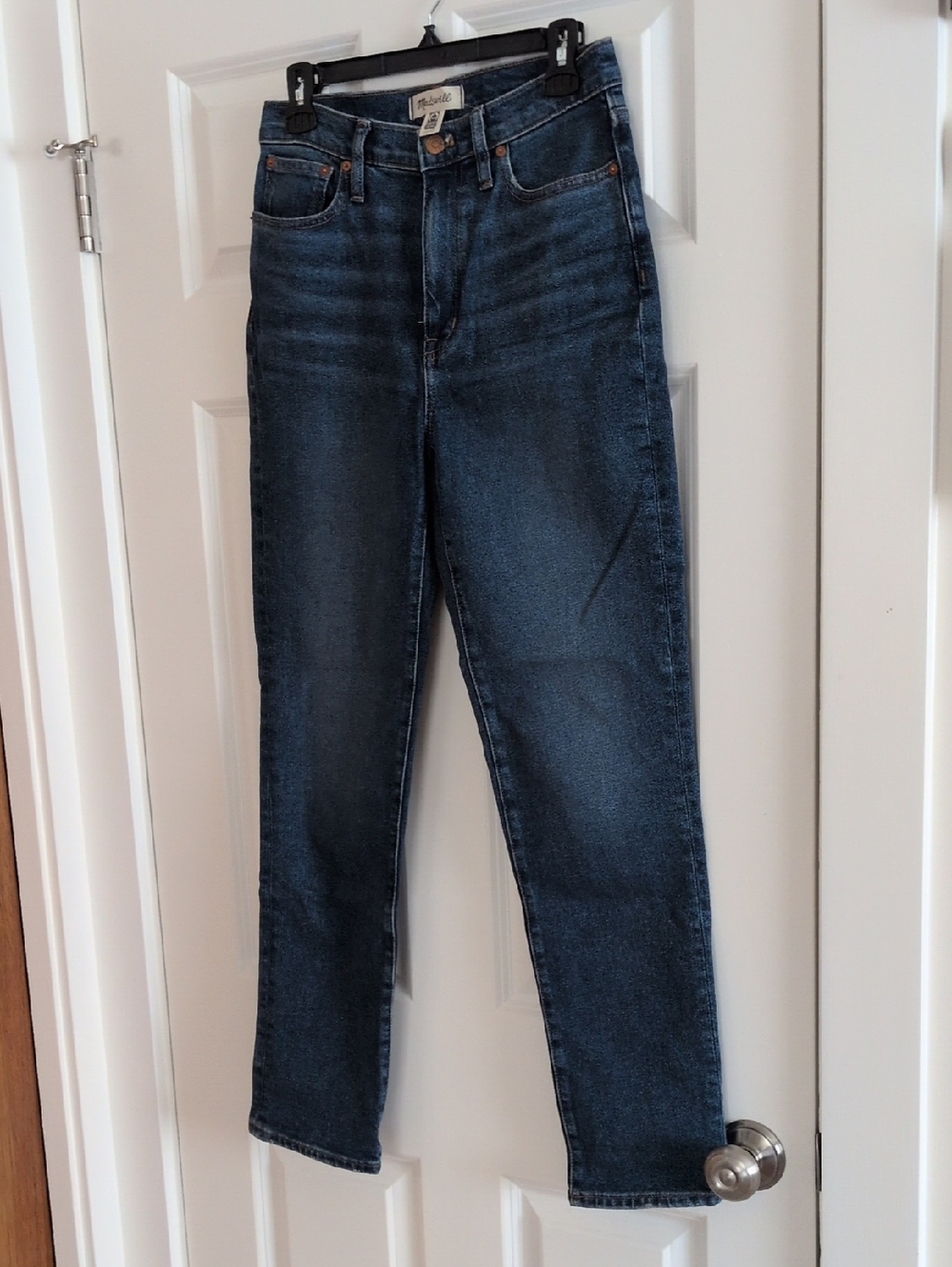 Madewell High-Rise Slim Boyfriend Jeans in Dark Blue Wash